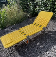 Vintage 70s German KURZ Vinyl Jelly Tube Lawn Chair Folding Retro Lounger w/Tag