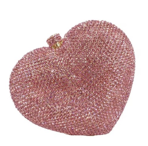 Pink heart evening clutch - pink,