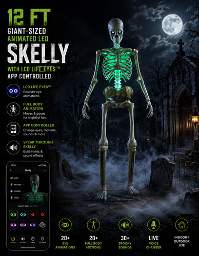 12ft animated led skelly - 12ft,