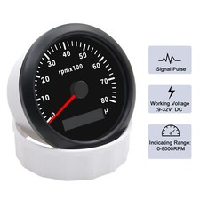 85MM Tachometer Gauge 0-8000RPM Rev Counter Hour Meter for Boat Marine Car Truck