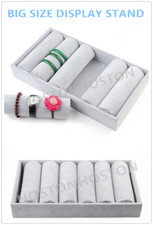 Jewllery Bracelet Watch Black/Grey Velvet Cushion Display  Storage Case Box Tray