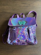 Smiggle Small Backpack Metallic Purple Butterfly Theme Bag