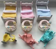 Sylvanian Families Convertible Triple Bunk Bed beds, walker & bottle bundle