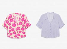 BNOWT Monki Frill Sleeve Shirt Size S x 2 Patterned