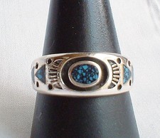 Turquoise Ring Native American Style Solid Heavy Sterling Silver Various Sizes