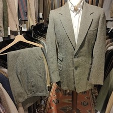 Vintage 1950s Mens 38L 34L Tweed 2 Two Piece Suit Jacket Trousers Harris Style 