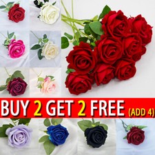 1pc Artificial Single Rose Bud with Stem Silk Flowers Fake Bouquet Wedding Party