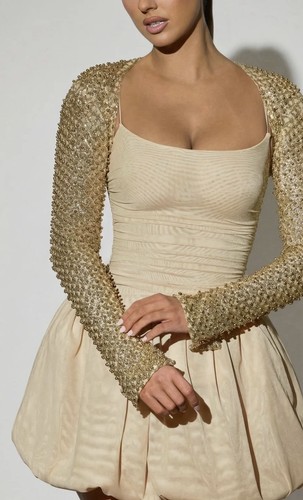 Polly beige beaded tulle - beaded,