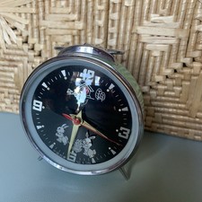 Rare vintage mechanical metal animated alarm clock WHITE DOVE (Diamond) China