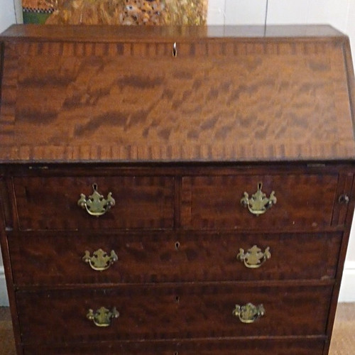 Antique brown wood drop front - brown,