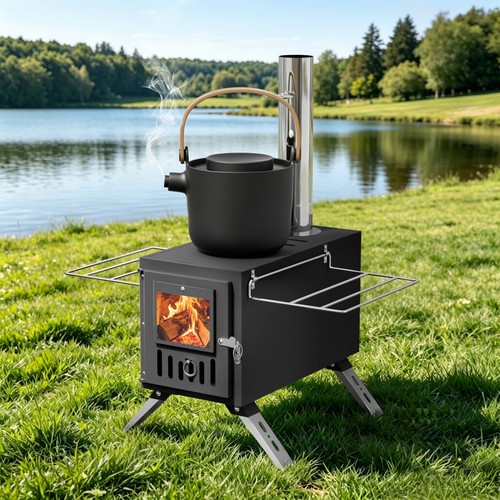 Winter hot tent wood burning - hot,