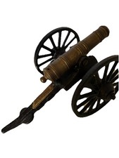 Vtg Cast Iron & Brass Cannon