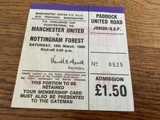 1989 Manchester United v Nottingham Forest Football Match Ticket FA Cup Qtr Fina