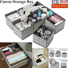 6 & 12 PIECE CANVAS STORAGE BOX WARDROBE ORGANISER DRAWER ORGANISER SOCKS TIES
