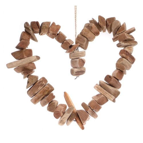 Natural driftwood wooden heart - natural,