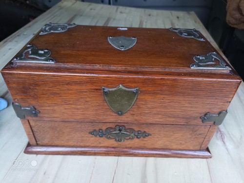 Edwardian oak sliding top - oak, sliding-top
