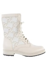 FENDI ECRU FF LEATHER ANKLE BOOTS EU 39 UK 6 US 9