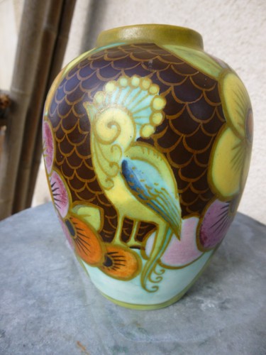 Art deco ceramic vase birds - art,
