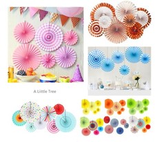 6/12PCs Paper Fan Flowers Hanging Birthday Wedding Baby Shower Party Decor