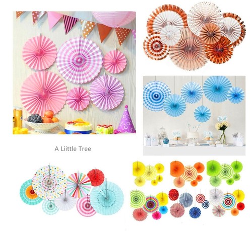 12pcs paper fan flowers - paper,