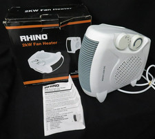Rhino 2kW Fan Heater Vertical and Horizontal White Portable with Booklet Boxed