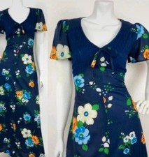 Vintage 60s/70s Floral Maxi Dress Size 10/12