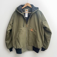 Carhartt Reworked Green Hooded  Work Jacket - Size large (fits like a medium)