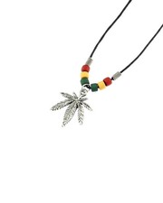 Pot Leaf Pendant on Wax Cord