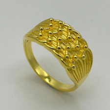 Solid 9ct Yellow Gold On Silver Mens 4 Row Keeper Ring Size T New