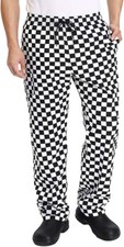 BLACK CHECK CHEF TROUSER WITH ELASTIC WAIST DRAWSTING BAGGY CHEF UNIFORM UNISEX