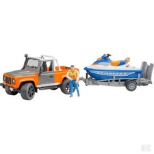 Bruder Land Rover With Trailer, Personal Water Craft And Driver 1:16 Scale Model