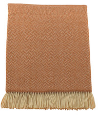Merino Lambswool Wool Blanket Throw - Bronte Parquet - Saffron Super Soft