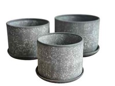 BIG SALE | DIPAMKAR Set of 3 Brown/Silver Metal Plant Flower Pot Garden Planters