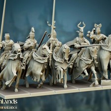 Grail Knights Unit 5 models inc command – Highlands Miniatures 28mm Bretonnian