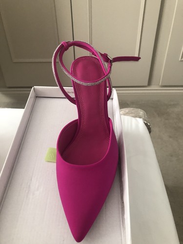 Pink satin diamanté ankle - pink,