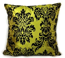 Large Flock Damask Cushion +