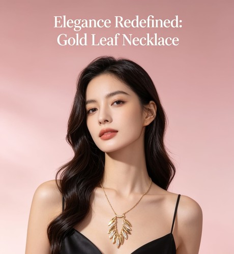 Elegant gold leaf necklace - elegant,