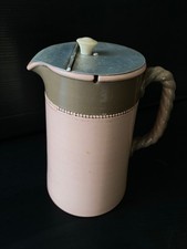 Dudson pink brown 1930s vintage stoneware jug with lid 18cm