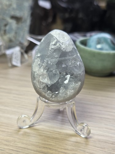 Small blue celestite crystal - blue,