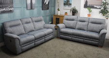PARKER KNOLL HUDSON ELECTRIC 3/2 & STATIC 3 SEATER SOFA & IN METRIC NAVY FABRIC