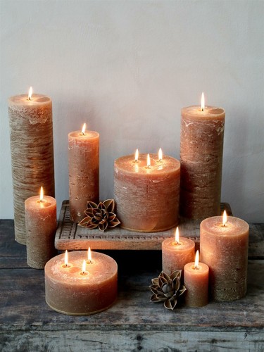 Walnut brown pillar candle - pillar,