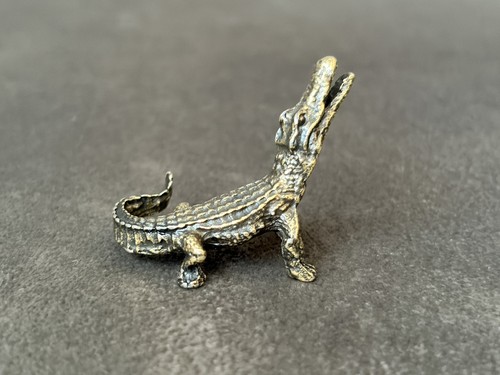 Crocodile solid brass figurine - brass,