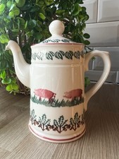 Brixton Pottery Pink Pig Teapot Spongeware – Hand Decorated, UK Made, 2/4 Cup