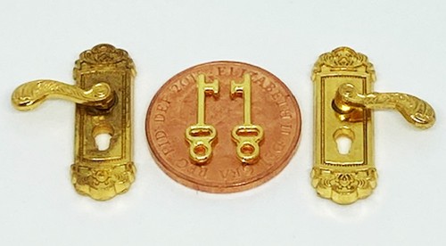 Dolls house brass door handles - door,