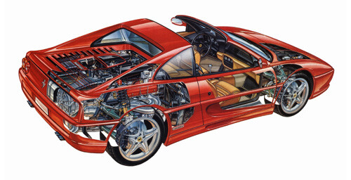 Vintage ferrari f355 cutaway - ferrari,