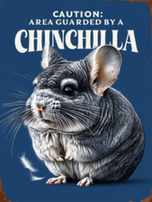Caution Area Guarded By A Chinchilla  Metal Sign, Chinchilla  Plaque.
