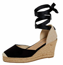 Womens Espadrille Wedge Sandals Strappy Hessian Wedges Ankle Wrap Tie Leg Straps