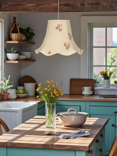 Cream bouquet table lampshades - bouquet,