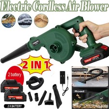 Electric Cordless Air Blower 21V Garden Snow Dust Leaf Suction Vacuum 2 Battery