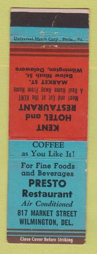 Matchbook cover presto - matchbook,